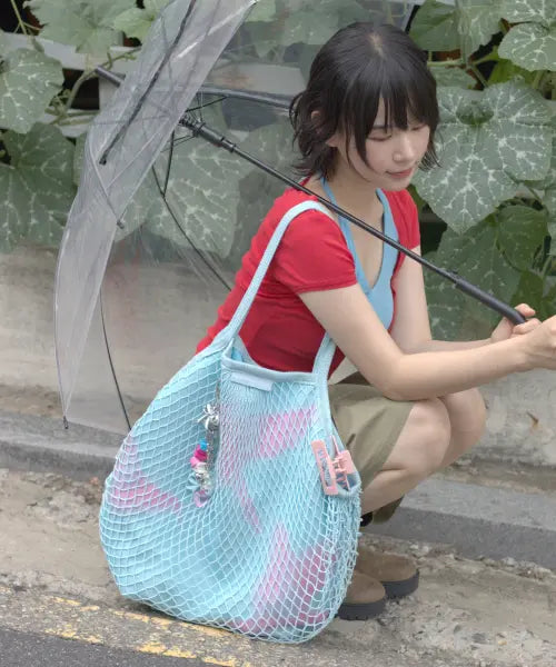 [IUGAMAKARAS] Wavy Layered Net Bag (Blue)