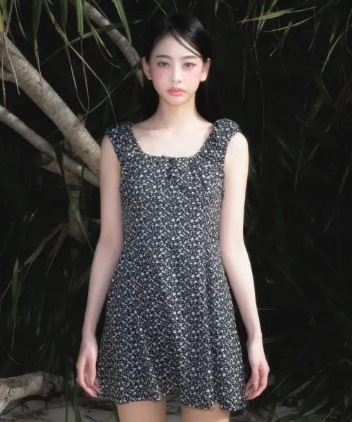 [ROSEFRANTZ] Flower Garden Mini Dress [Black]