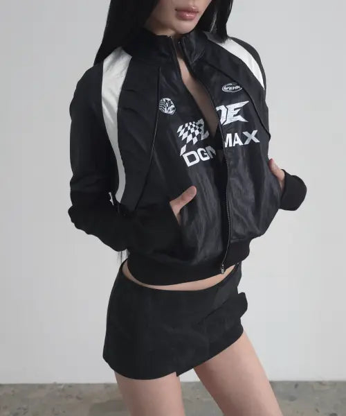 [DOGMA EHKS] CROPPED RACING WINDBREAKER BLACK