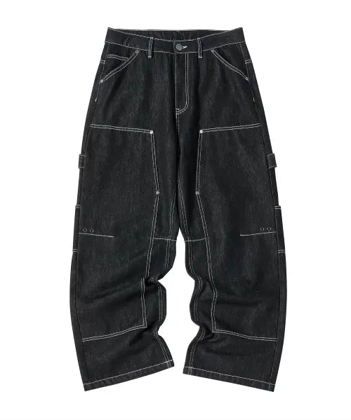 [TRAVEL] STITCH CARPENTER DENIM PANTS BLACK / 스티치 카펜터 데님 팬츠 블랙