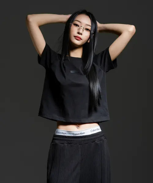 [ASCENDER] Women's Black Label Semi Crop Short Sleeve / 우먼스 블랙라벨 세미 크롭 숏슬리브 2color