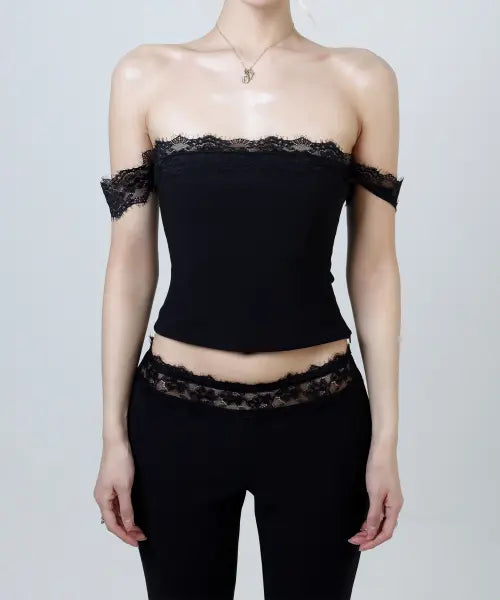 [LYNHALYN] Lace Silhouette Top