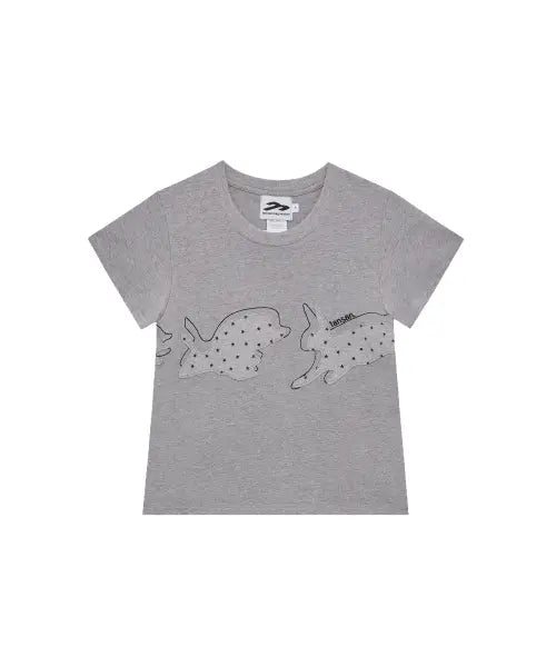 [TANSANMAGNESIUM] Rabbit Appliqué T-shirt (Grey) / 래빗 아플리케 티셔츠 (그레이)