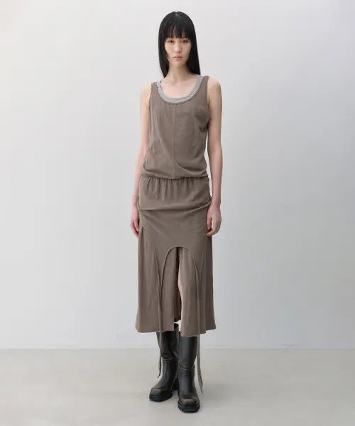 [INSILENCE WOMEN] Knit-like Layered Dress BROWN / 니트라이크 레이어드 원피스 BROWN