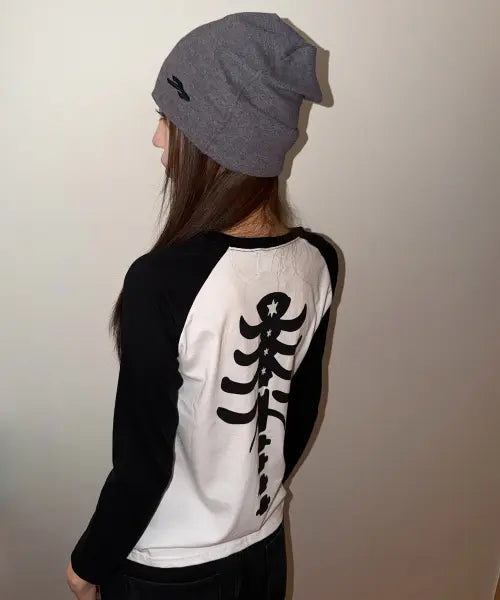 [TANSANMAGNESIUM] Raglan Sleeve Long Sleeve T-Shirt (White) / 나그랑 본 롱슬리브 (화이트)