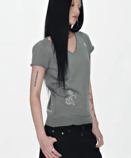 [SOHUL] Cr Back Knit V-T (Deep) / Cr Back Knit V-T (딥)