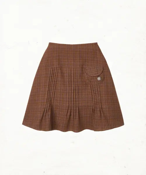 [DANDEL] DD pleats round pocket skirt (ORANGE)