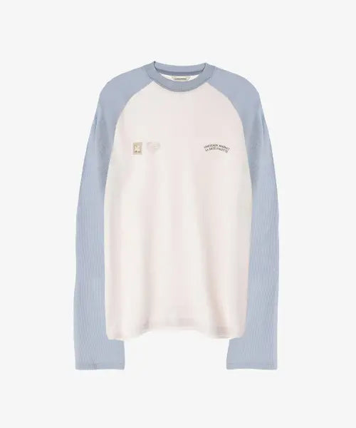 [UNSTEADYMARKET] Raglan Waffle LS Tee_Sky Blue / 나그랑 와플 롱슬리브 스카이블루