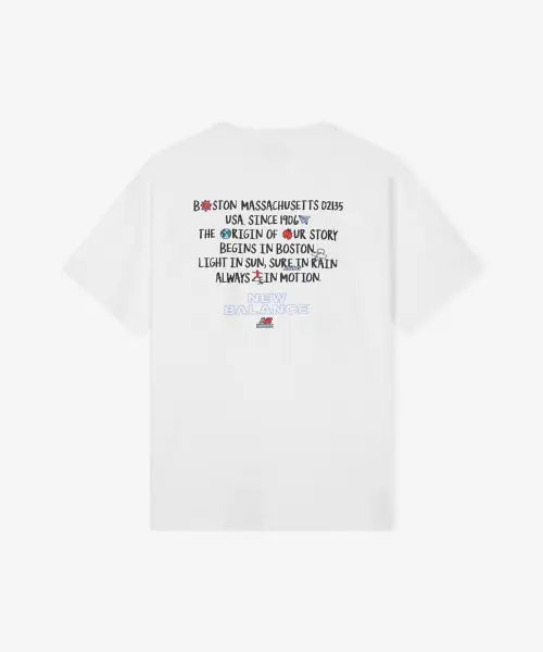 [NEW BALANCE] NBNEG31663 UNI Sunny Rainy Lettering Short Sleeve T-Shirt (White) / NBNEG31663 / UNI 써니 레이니 레터링 반팔티 (WHITE)
