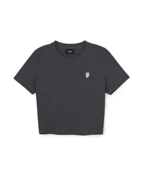 [MLB] Women's Vintage Slim Ribbed Short Sleeve T-Shirt (D.Charcoal Grey) / 여성 빈티지 슬림 골지 반팔 티셔츠 SF (D.Charcoal Grey)