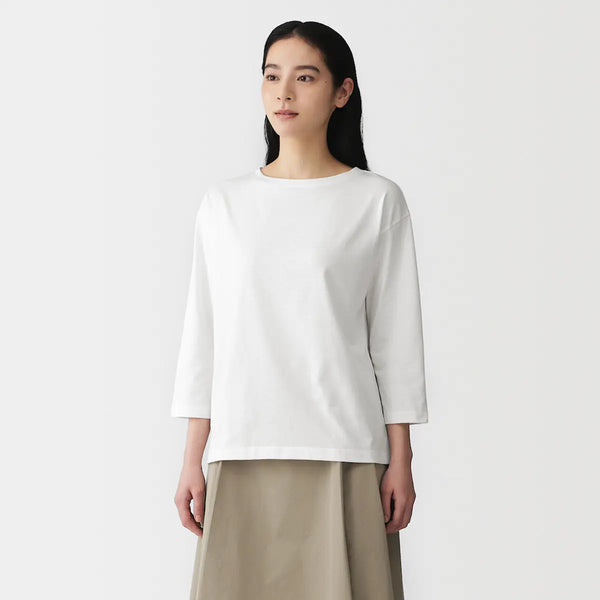 [MUJI] Jersey Boat Neck 3/4 Sleeve T-Shirt / 저지 보트넥 7부소매 티셔츠
