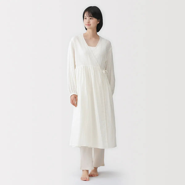 [MUJI] Double Gauze Dot Dobby Long Cardigan / 이중 가제 도트 도비 롱 가디건