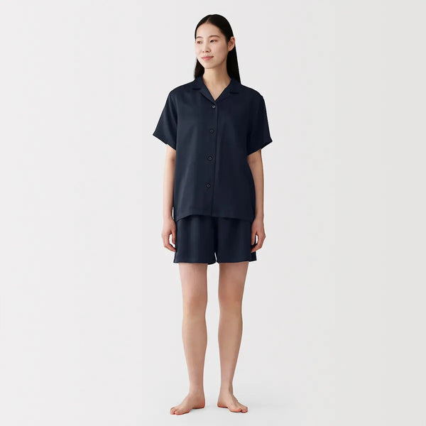 [MUJI] Women's Soft Satin Short Sleeve Pajamas / 여성 소프트 새틴 반소매 파자마
