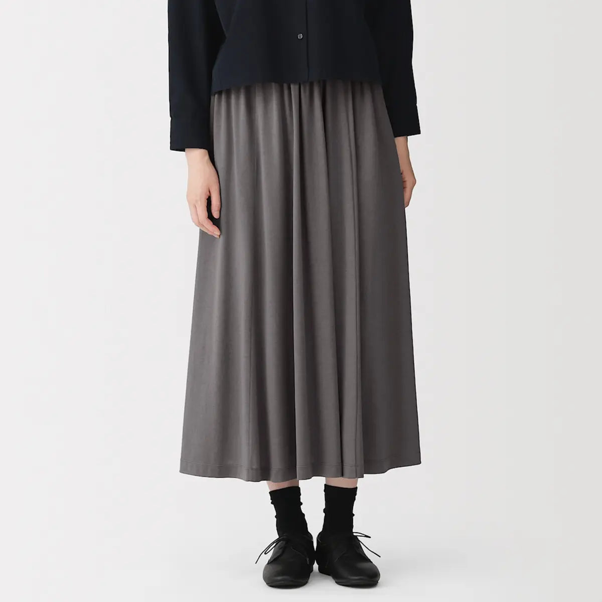 [MUJI] Soft Jersey Gathered Skirt / 보드라운 저지 개더 스커트