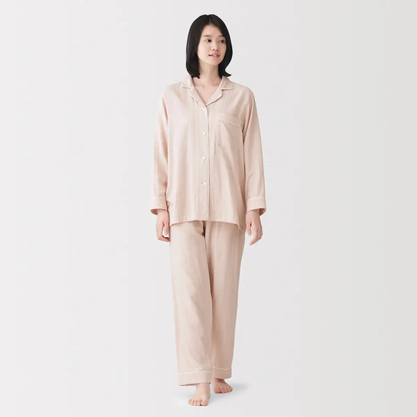 [MUJI] Women's Side Seamless Double Gauze Long Sleeve Pajamas / 여성 사이드 심리스 이중가제 긴소매 파자마