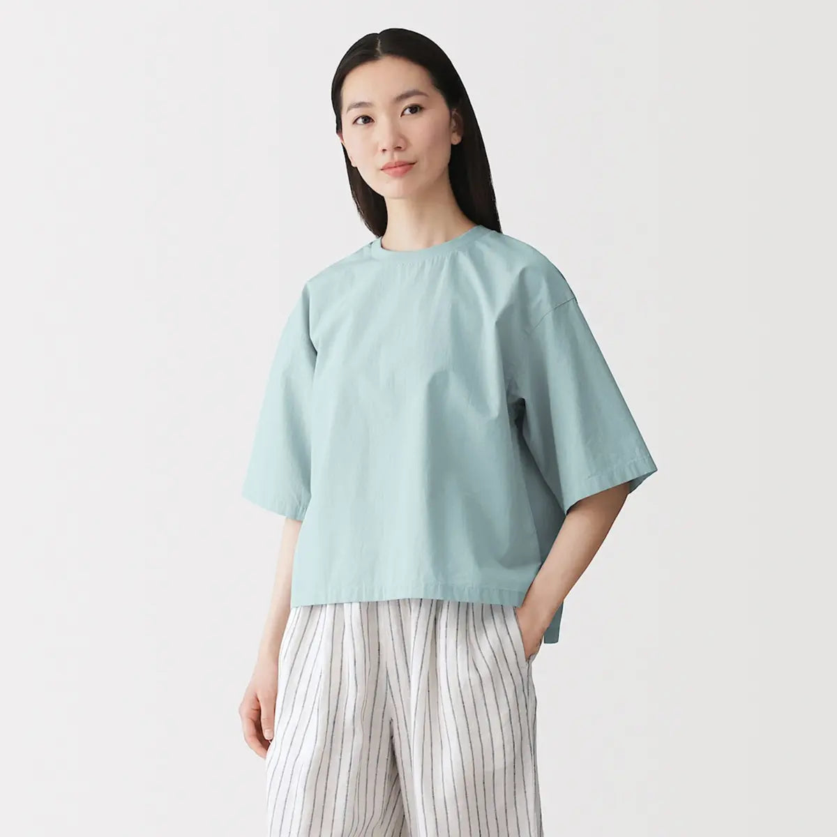 [MUJI] Cool Short-Sleeve Blouse / 시원한 반소매 블라우스