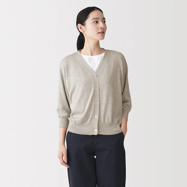[MUJI] Soft Jersey 7/8 Sleeve Wide Cardigan / 보드라운 저지 7부소매 와이드 가디건