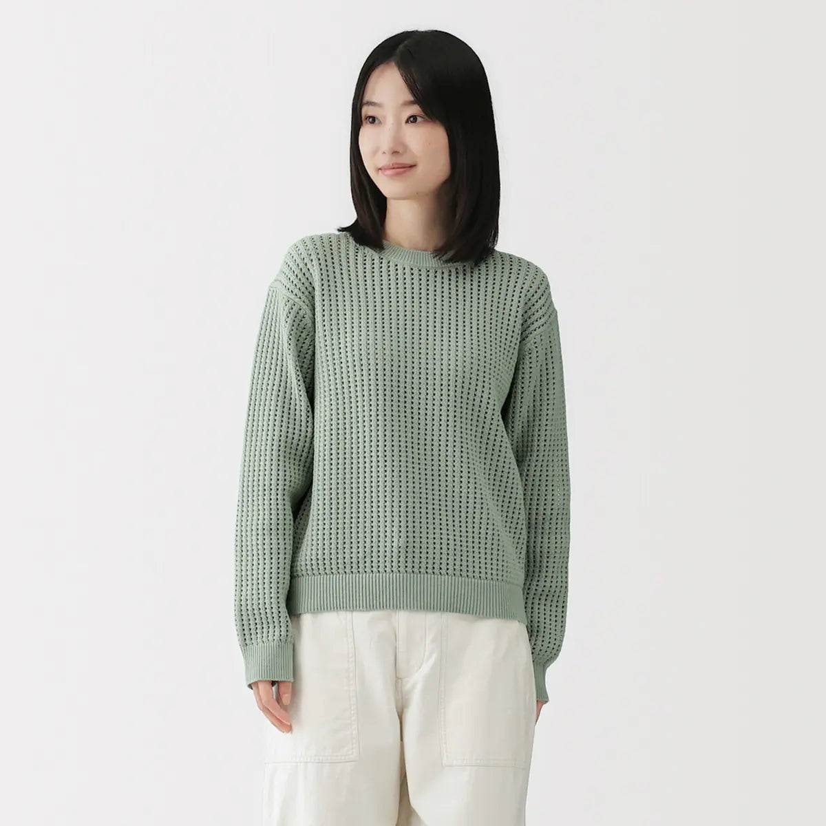 [MUJI] Washable Mesh Crewneck Sweater / 워셔블 메쉬 크루넥 스웨터