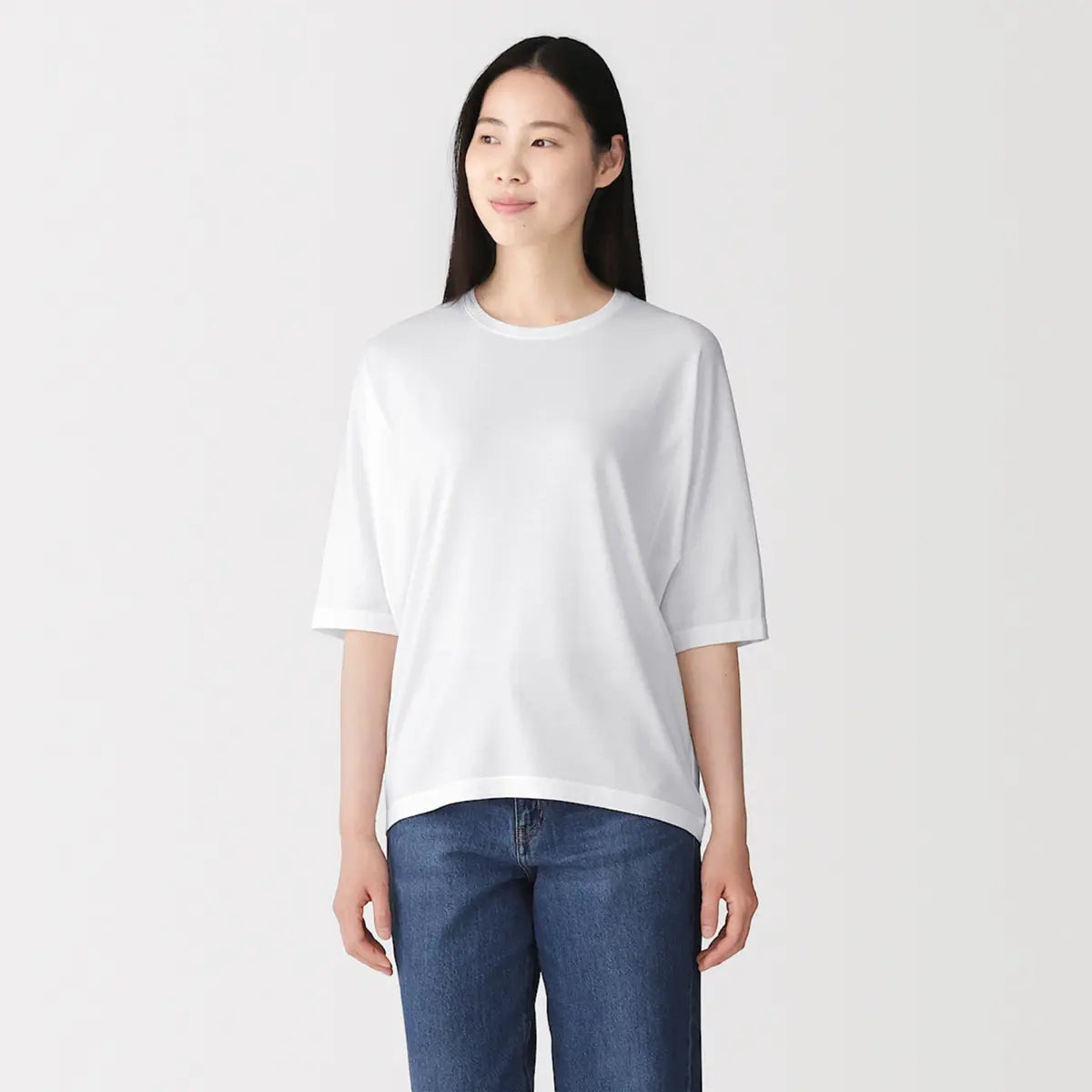 [MUJI] Soft Jersey Crewneck 5-Sleeve Pullover / 보드라운 저지 크루넥 5부소매 풀오버