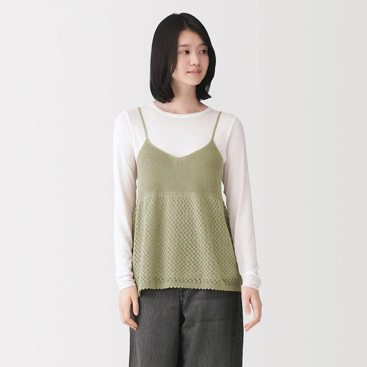 [MUJI] Cotton Openwork Knit Camisole / 코튼 오픈워크 니트 캐미솔