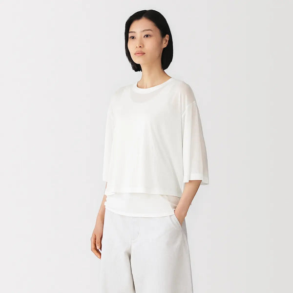 [MUJI] Lyocell Jersey 5-Sleeve T-Shirt / 리오셀 저지 5부소매 티셔츠