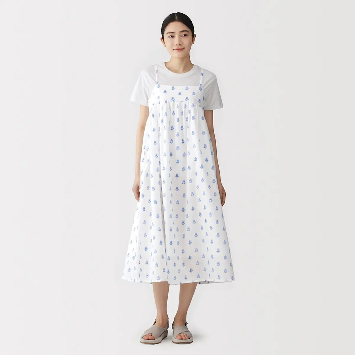 [MUJI] Block Print Camisole Dress / 블록 프린트 캐미솔 원피스