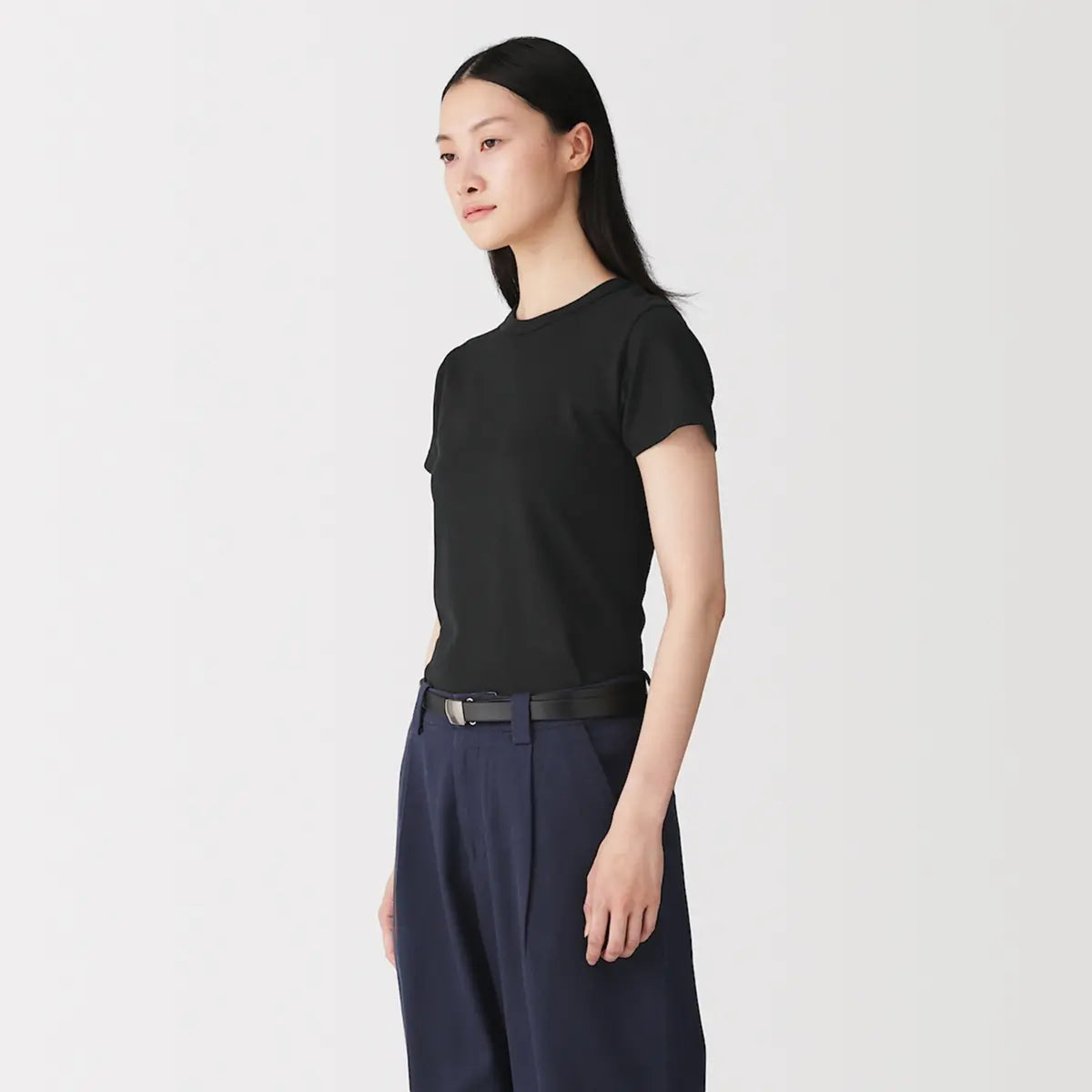 [MUJI] Linen Blend Short Sleeve T-Shirt / 리넨 혼방 반소매 티셔츠