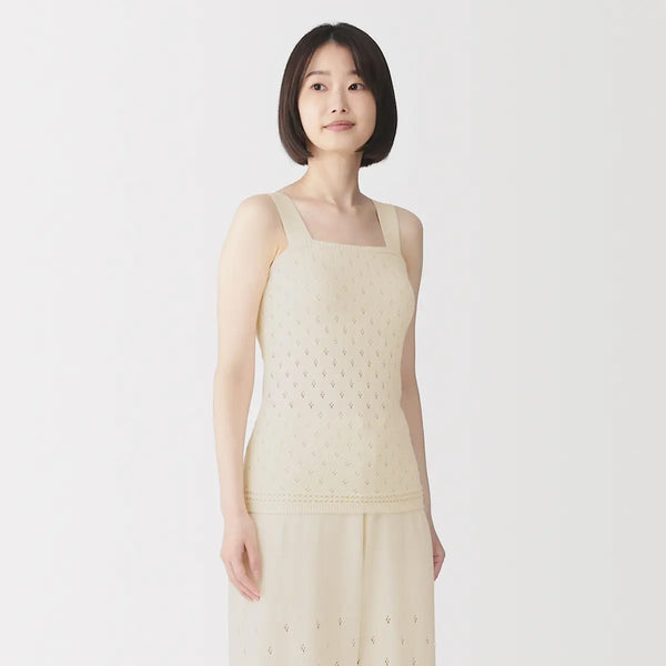 [MUJI] Cotton Openwork Knit Bralette Tank Top / 코튼 오픈워크 니트 브라 탱크톱