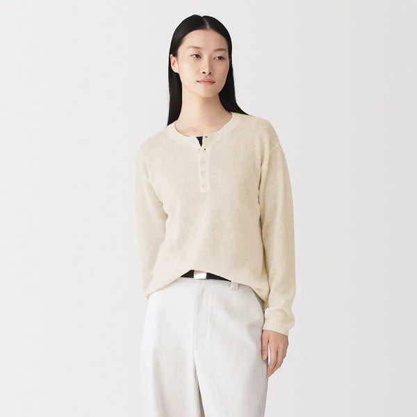 [MUJI] Lama High Gauge Henely Neck Sweater / 라마 하이 게이지 헨리넥 스웨터
