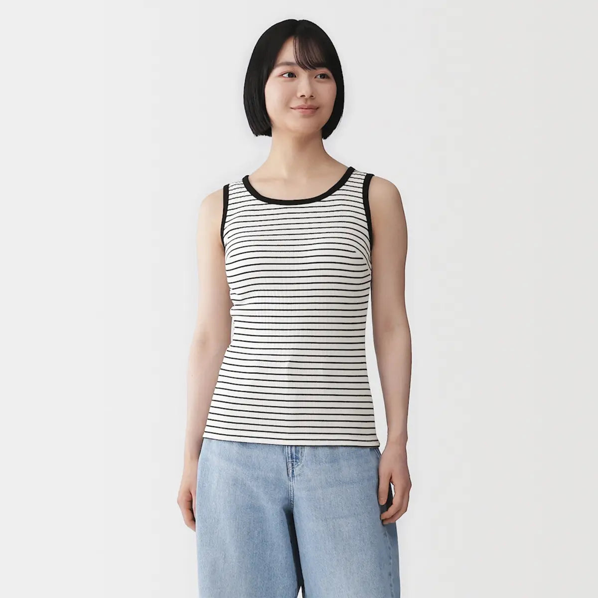 [MUJI] Cotton Ribbed Bra Tank Top / 코튼 리브 브라 탱크톱