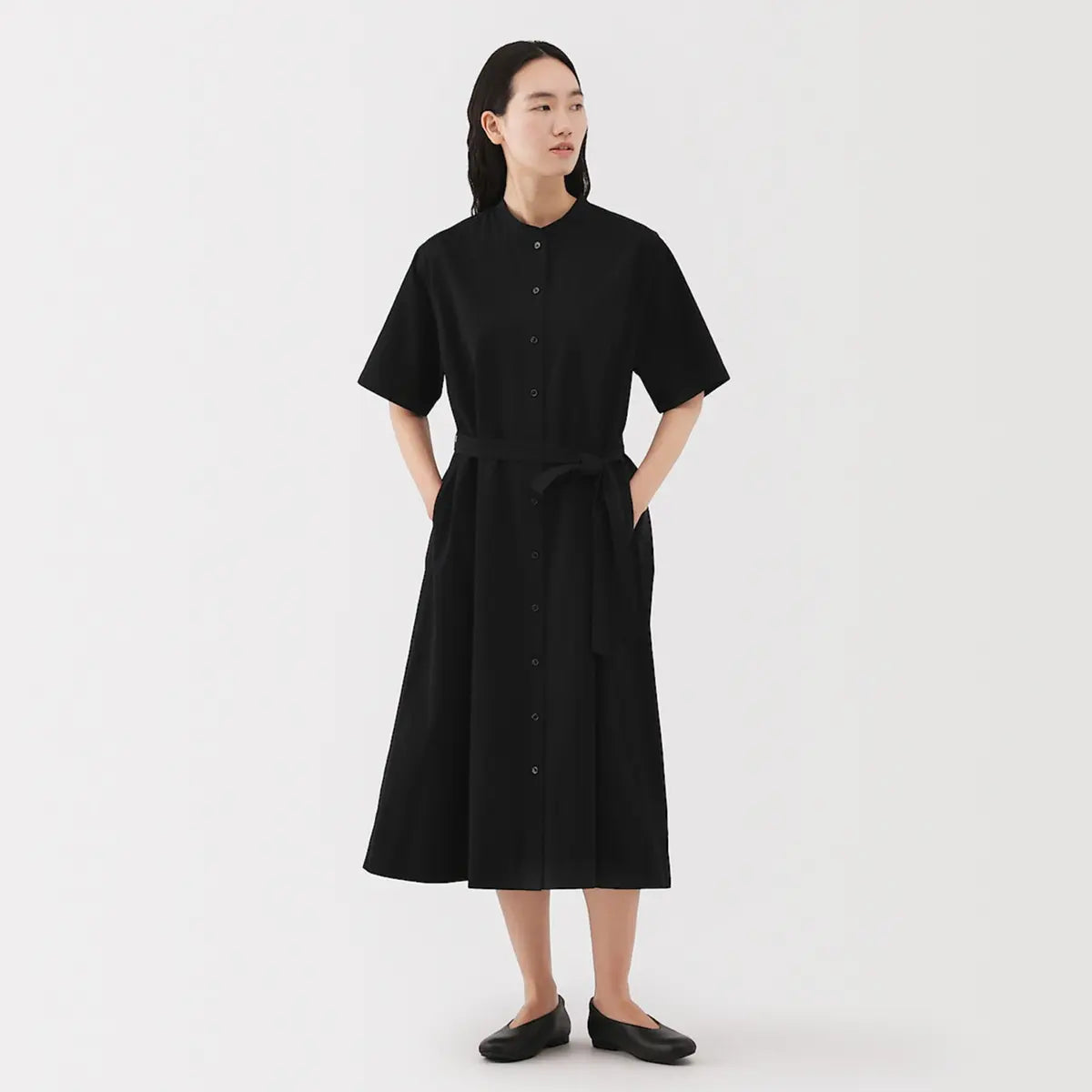 [MUJI] Cool Short-Sleeve Shirt Dress / 시원한 반소매 셔츠 원피스