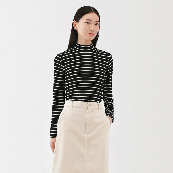[MUJI] Stretch Fleece High-Neck Long-Sleeve T-Shirt / 스트레치 후라이스 하이넥 긴소매 티셔츠