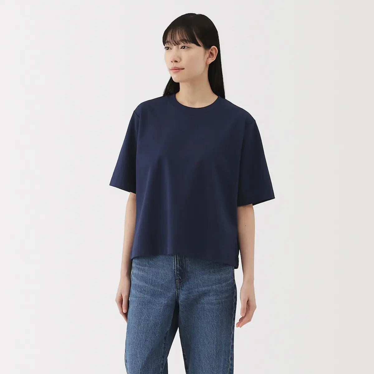 [MUJI] Cool UV Cut Crewneck Wide Short-Sleeve T-shirt / 시원한 UV 컷 크루넥 와이드 반소매 티셔츠