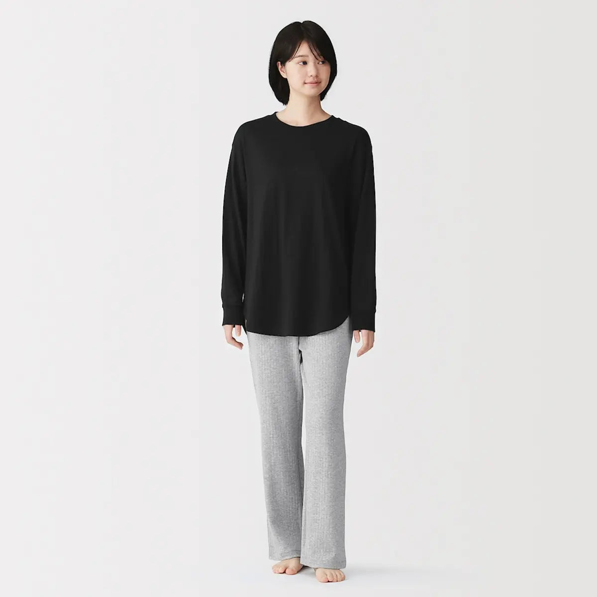 [MUJI] Women's Soft Long Sleeve Loungewear Set / 여성 소프트 긴소매 룸 웨어 세트