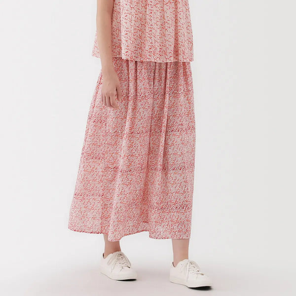 [MUJI] Block Print Gathered Maxi Skirt / 블록 프린트 개더 맥시 스커트