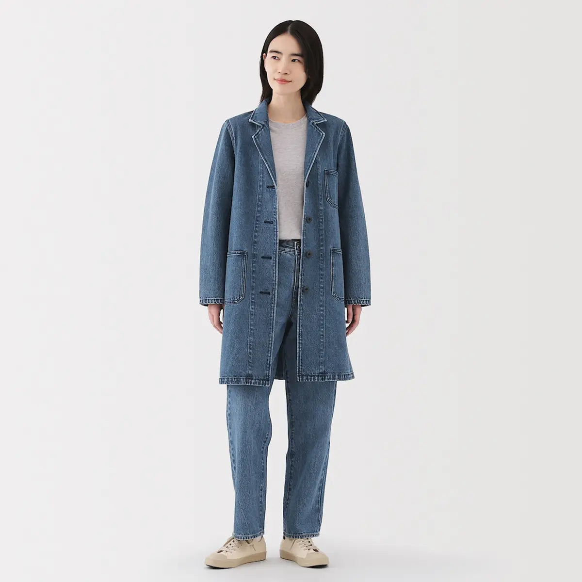 [MUJI] K-Pock Blend Denim Coat / 케이폭 혼방 데님 코트