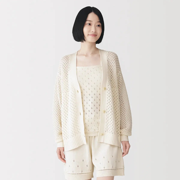 [MUJI] Cotton Openwork Knit Long Sleeve Cardigan / 코튼 오픈워크 니트 긴소매 가디건