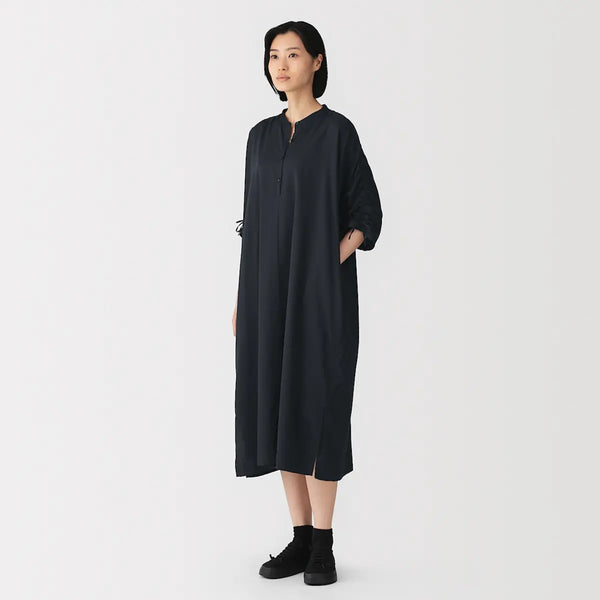 [MUJI] Cotton Satin Gathered Dress / 면 새틴 개더 원피스