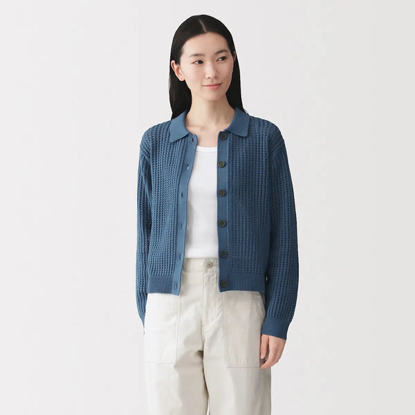 [MUJI] Washable Mesh Polo Cardigan / 워셔블 메쉬 폴로 가디건