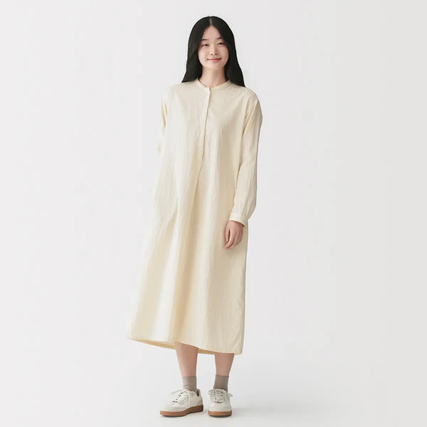 [MUJI] K-pop Blend Gauze Long Sleeve Dress / 케이폭 혼방 이중 가제 긴소매 원피스