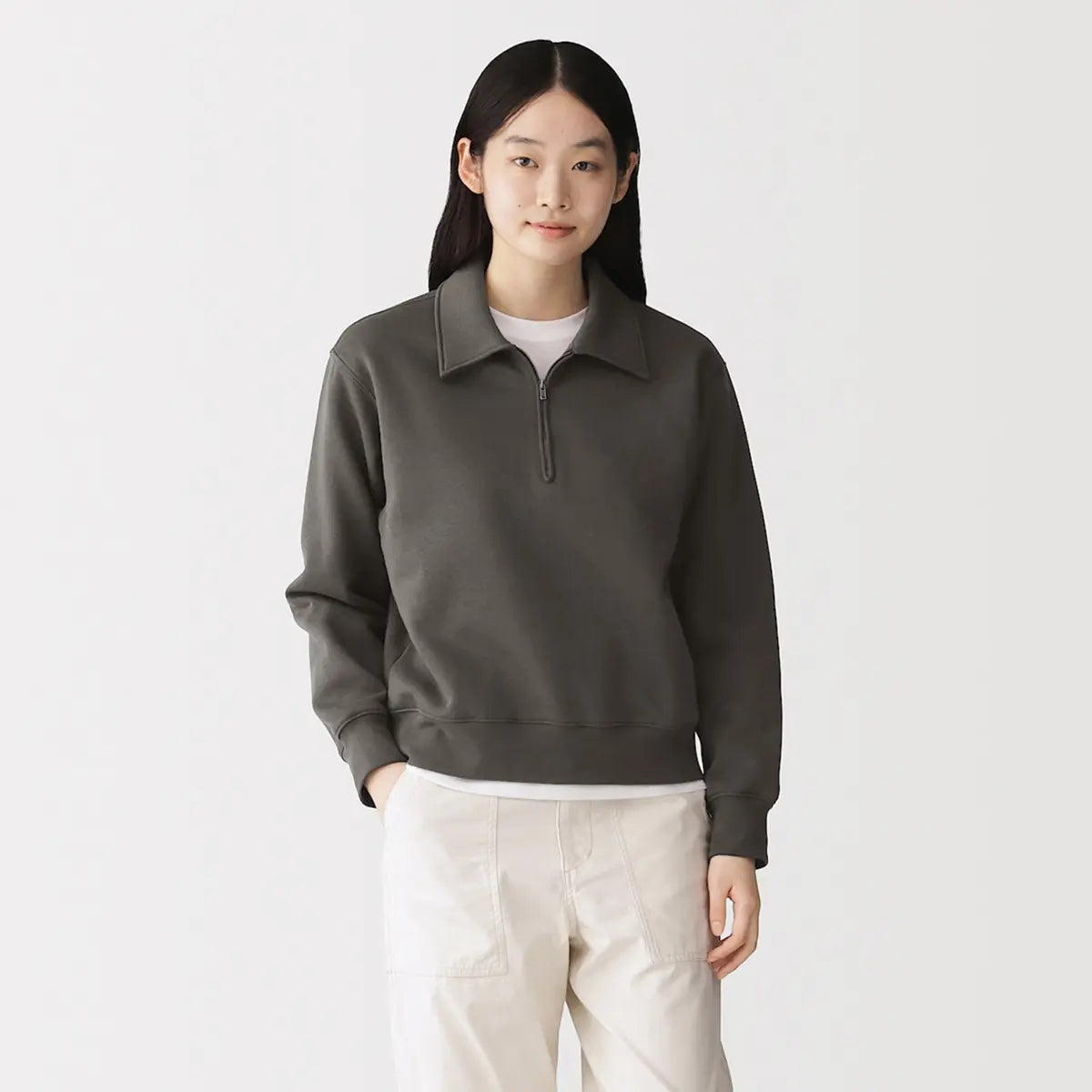 [MUJI] Sweat Half Zip Pullover / 스웨트 하프 집업 풀오버