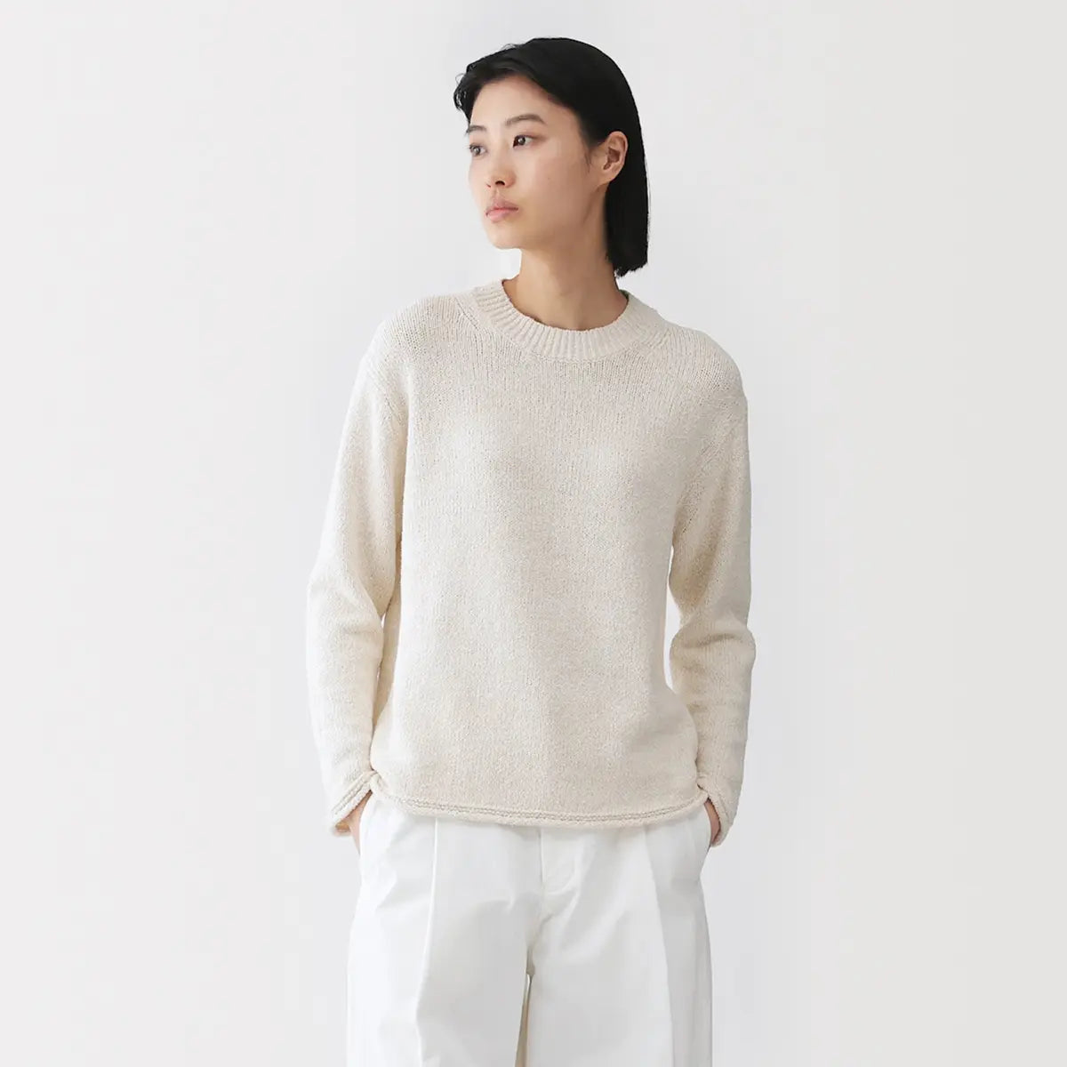 [MUJI] Cotton Blend Bouclé Crewneck Sweater / 코튼 혼방 부클레 크루넥 스웨터