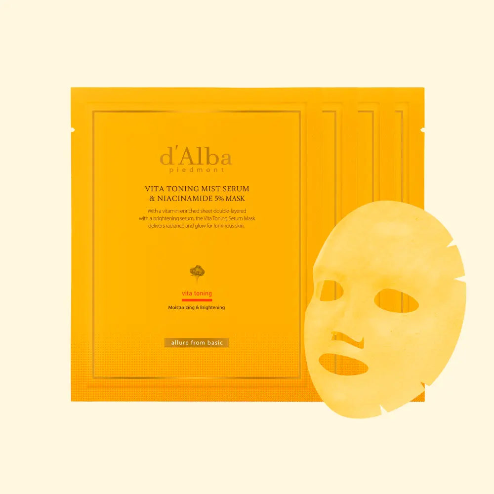 [dalba] d'Alba Vita Toning Mist Serum & Niacinamide 5% Mask 4 Sheets / [미백광채] 달바 비타 토닝 미스트 세럼 앤 나이아신아마이드 5퍼센트 마스크 4매입