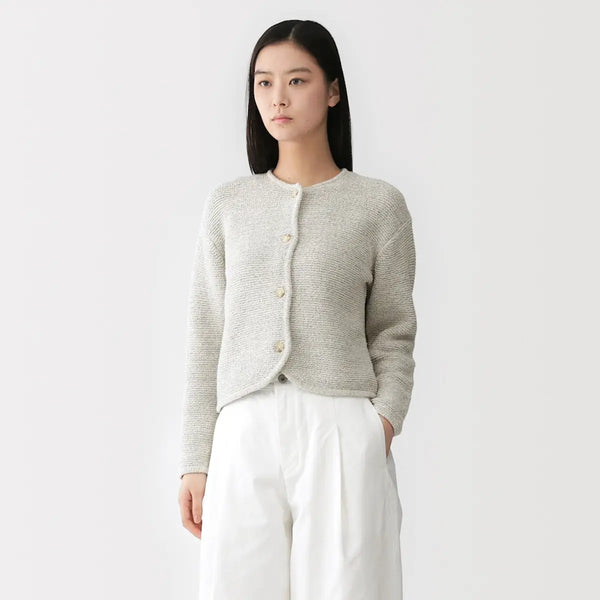 [MUJI] Cotton Blend Bouclé Knit Jacket / 코튼 혼방 부클레 니트 재킷