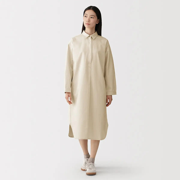 [MUJI] K.Pock Blend Light Twill Long Sleeve Dress / 케이폭 혼방 라이트 트윌 긴소매 원피스