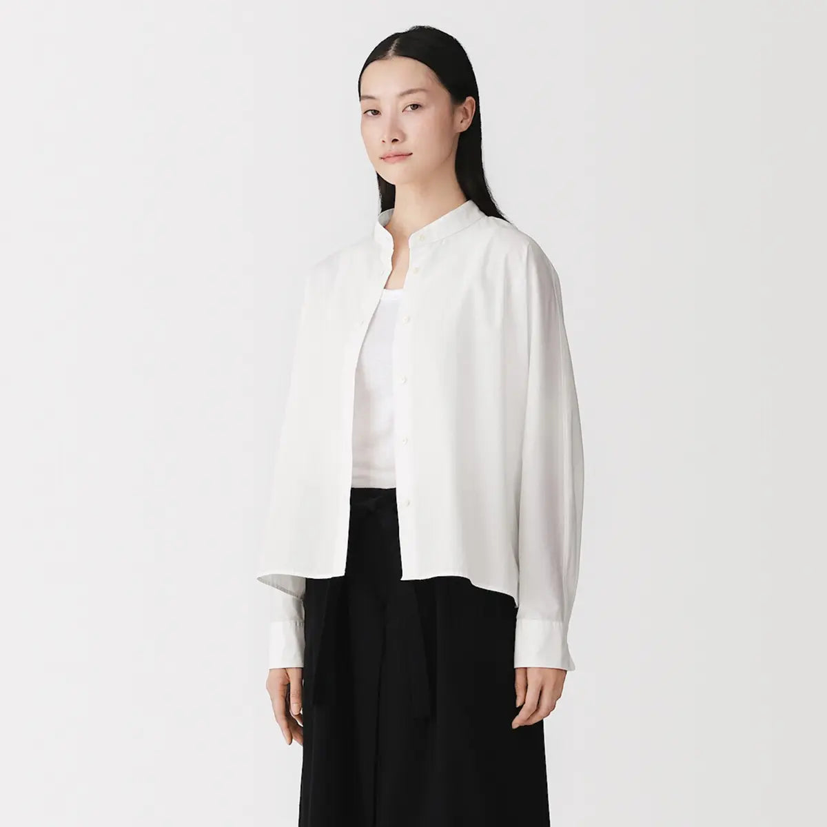 [MUJI] Poplin Stand Collar Long Sleeve Shirt / 포플린 스탠드 칼라 긴소매 셔츠