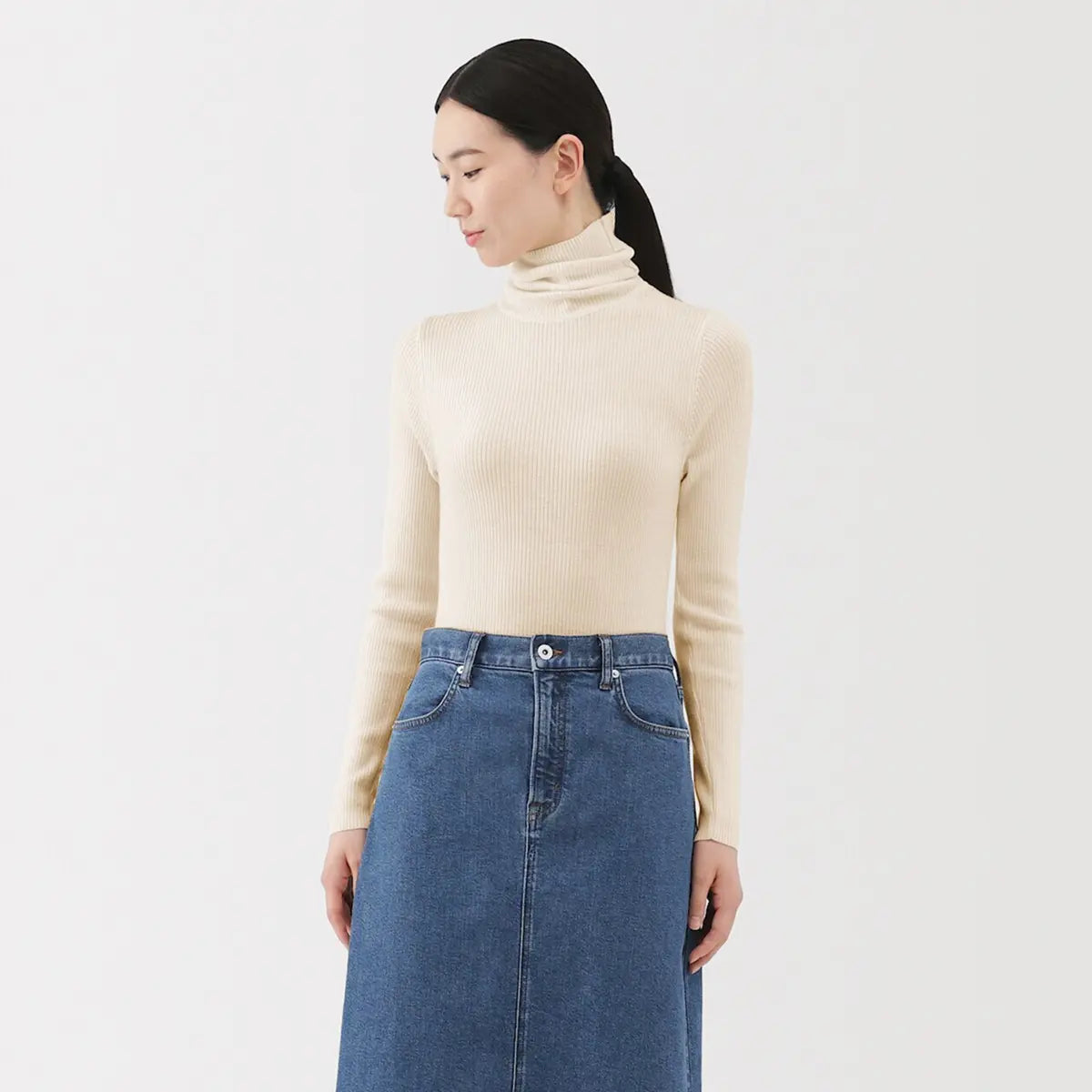 [MUJI] Washable Wool Ribbed Turtleneck Sweater / 워셔블 울 리브 터틀넥 스웨터