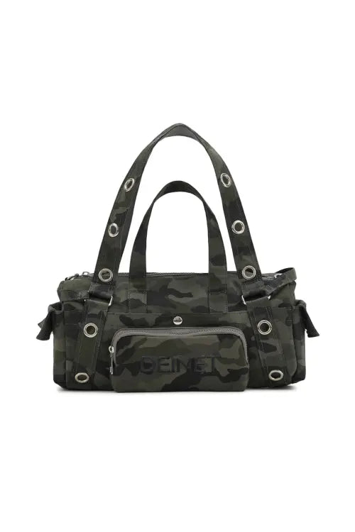 [DEINET] EYELET CAMOUFLAGE MINI DUFFLE BAG IN CHARCOAL