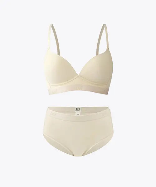 [LEE BODYWEAR] Lux Silky Touch Non-Wire Bra Brief Set - Beige / 럭스 실키 터치 노와이어 브라 헴 브리프 세트_베이지
