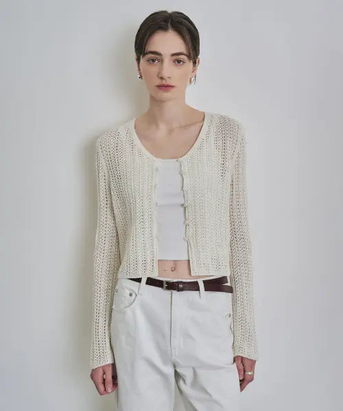 [COSTUMEOCLOCK WOMAN] [Women] [ITALY] Punching V-Neck Cardigan 5 COLOR COWCD004 / [ITALY] 펀칭 브이넥 가디건 5 COLOR COWCD004